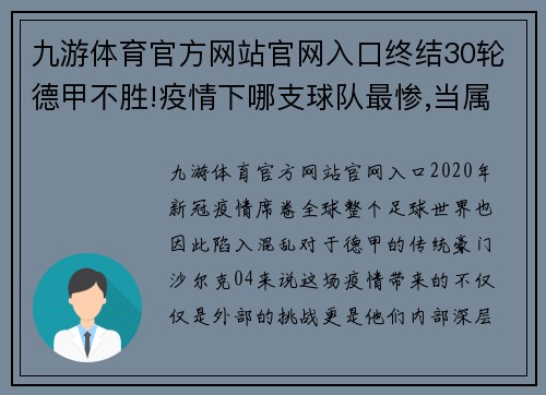 九游体育官方网站官网入口终结30轮德甲不胜!疫情下哪支球队最惨,当属沙尔克04 - 副本